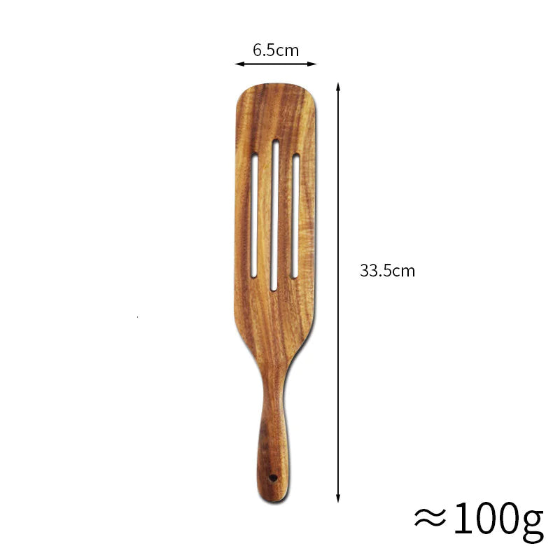 Acacia Teak Wood Cooking Spatula Set