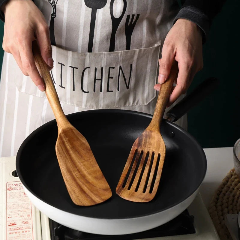 Acacia Teak Wood Cooking Spatula Set