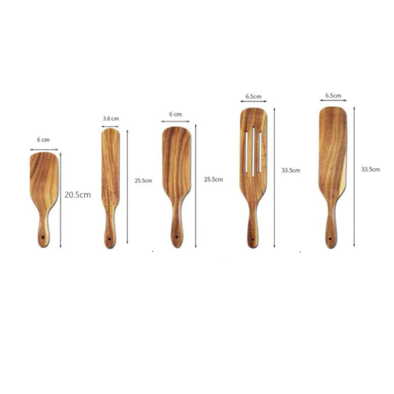 Acacia Teak Wood Cooking Spatula Set