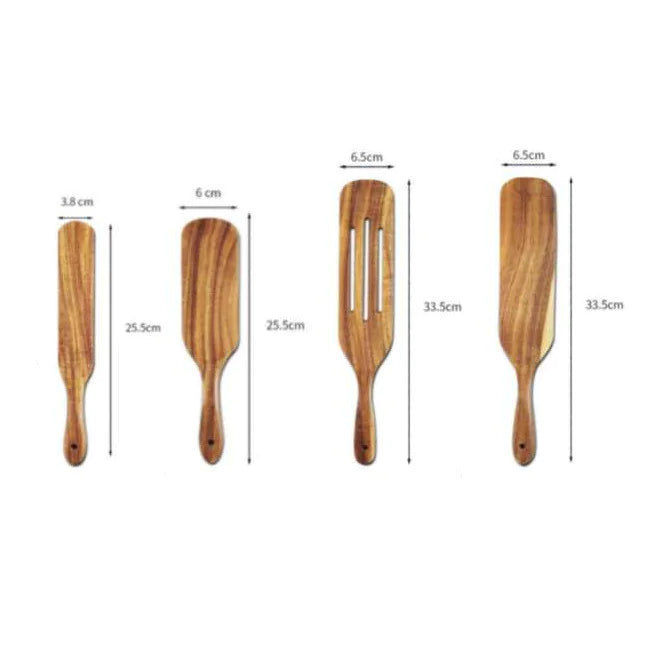 Acacia Teak Wood Cooking Spatula Set