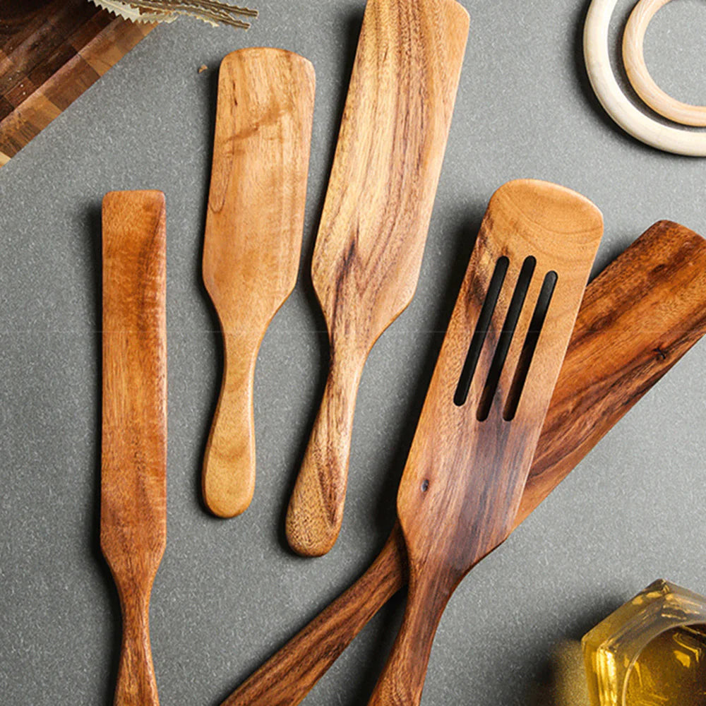 Acacia Teak Wood Cooking Spatula Set