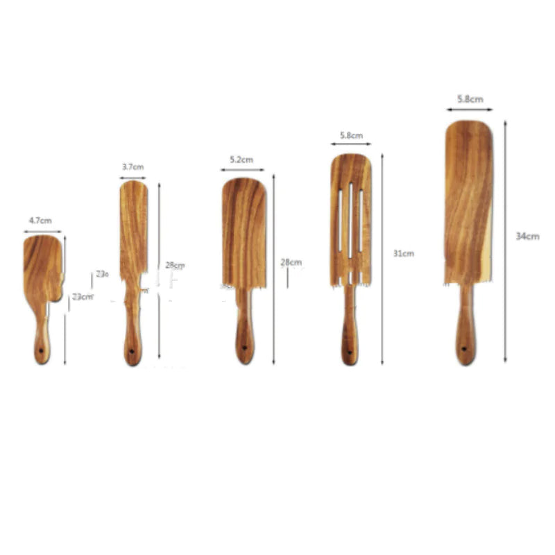Acacia Teak Wood Cooking Spatula Set