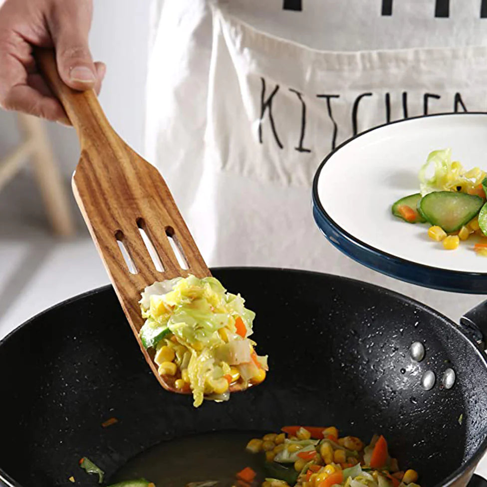 Acacia Teak Wood Cooking Spatula Set